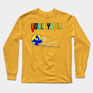 Text volleyball design sport art  brush stroke style design Long Sleeve T-Shirt